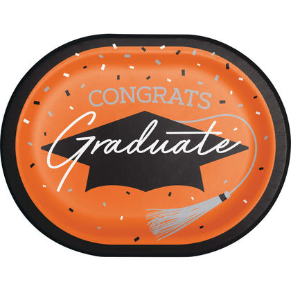 Graduation Paper 12in Oval Plates 18ct | Orange