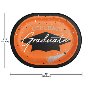 Graduation Paper 12in Oval Plates 18ct | Orange