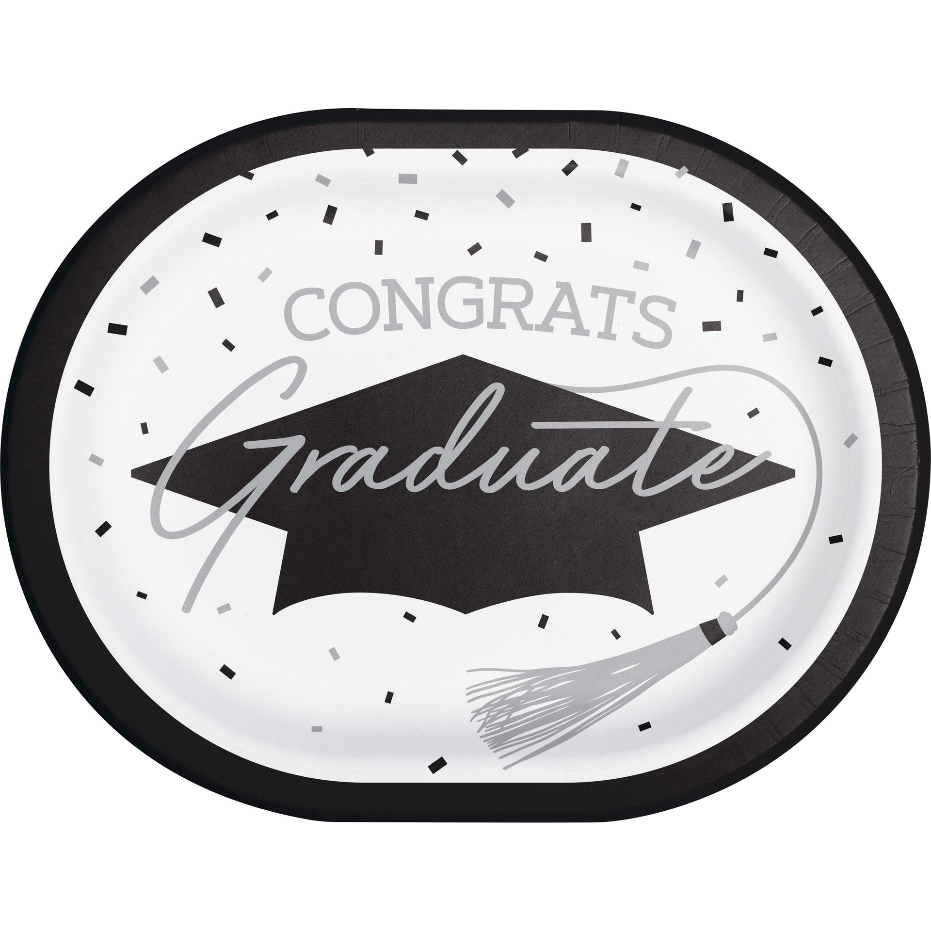 GraduatGraduation Paper 12in Oval Plates 18ct | Whiteion Paper 12in Oval Plates 18ct | White