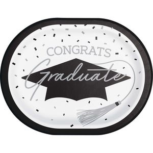 GraduatGraduation Paper 12in Oval Plates 18ct | Whiteion Paper 12in Oval Plates 18ct | White