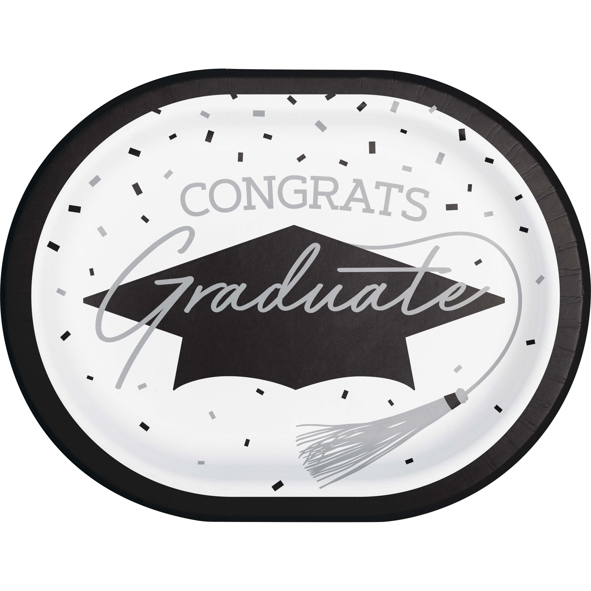 GraduatGraduation Paper 12in Oval Plates 18ct | Whiteion Paper 12in Oval Plates 18ct | White
