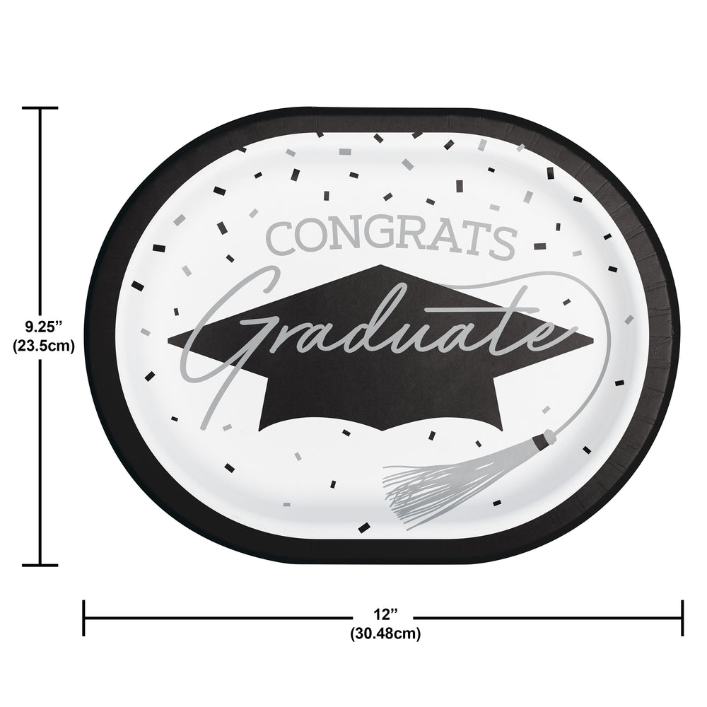 Graduation Paper 12in Oval Plates 18ct | White