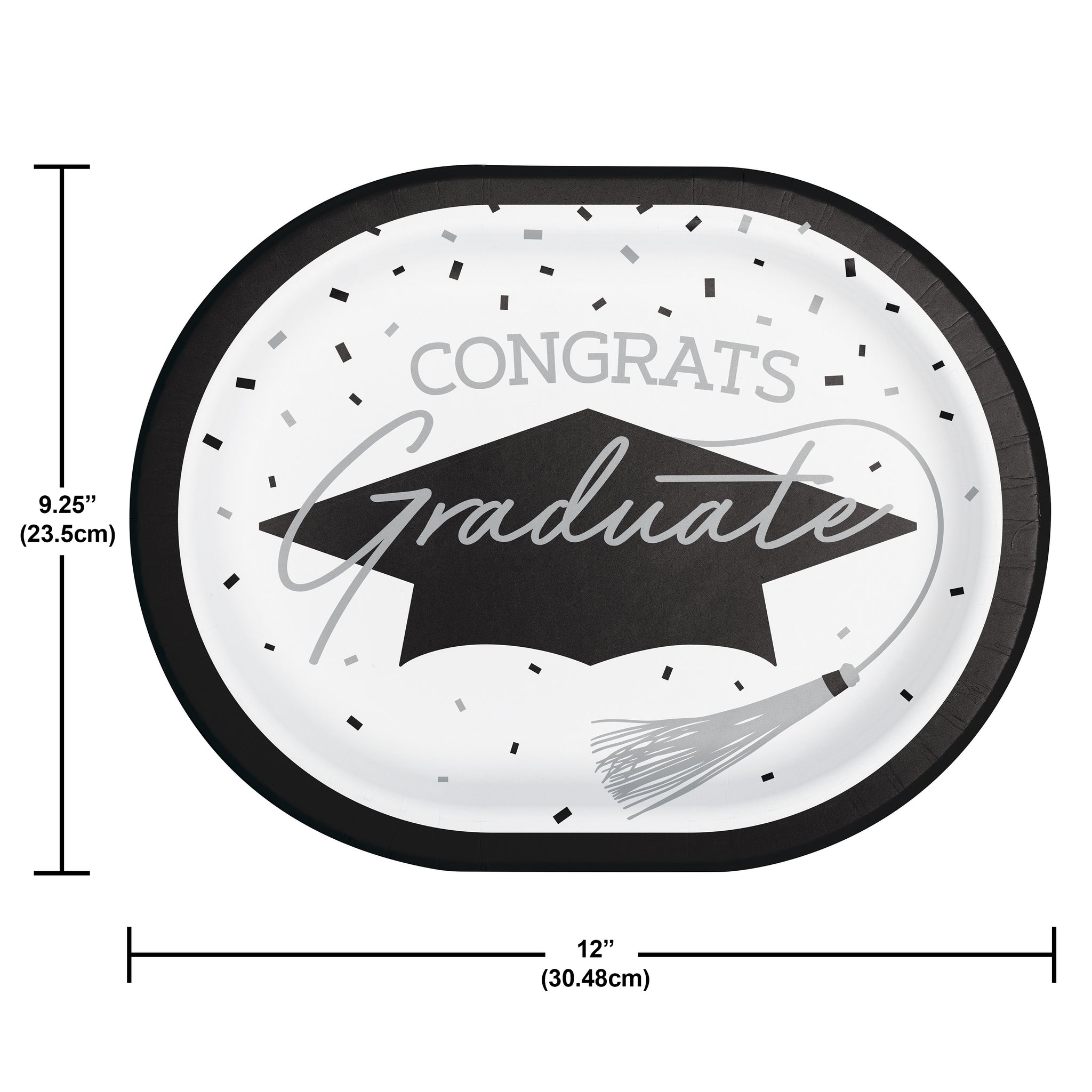 Graduation Paper 12in Oval Plates 18ct | White