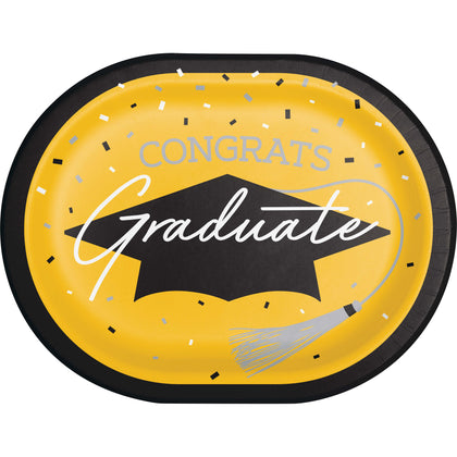 Graduation Paper 12in Oval Plates 18ct | Yellow