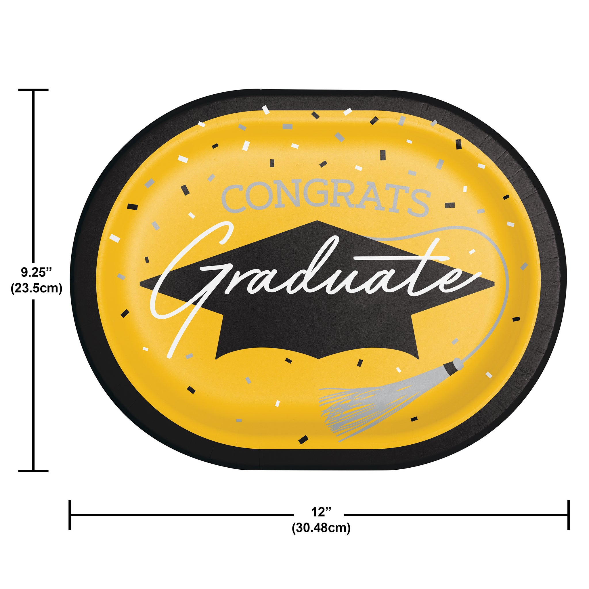 Graduation Paper 12in Oval Plates 18ct | Yellow