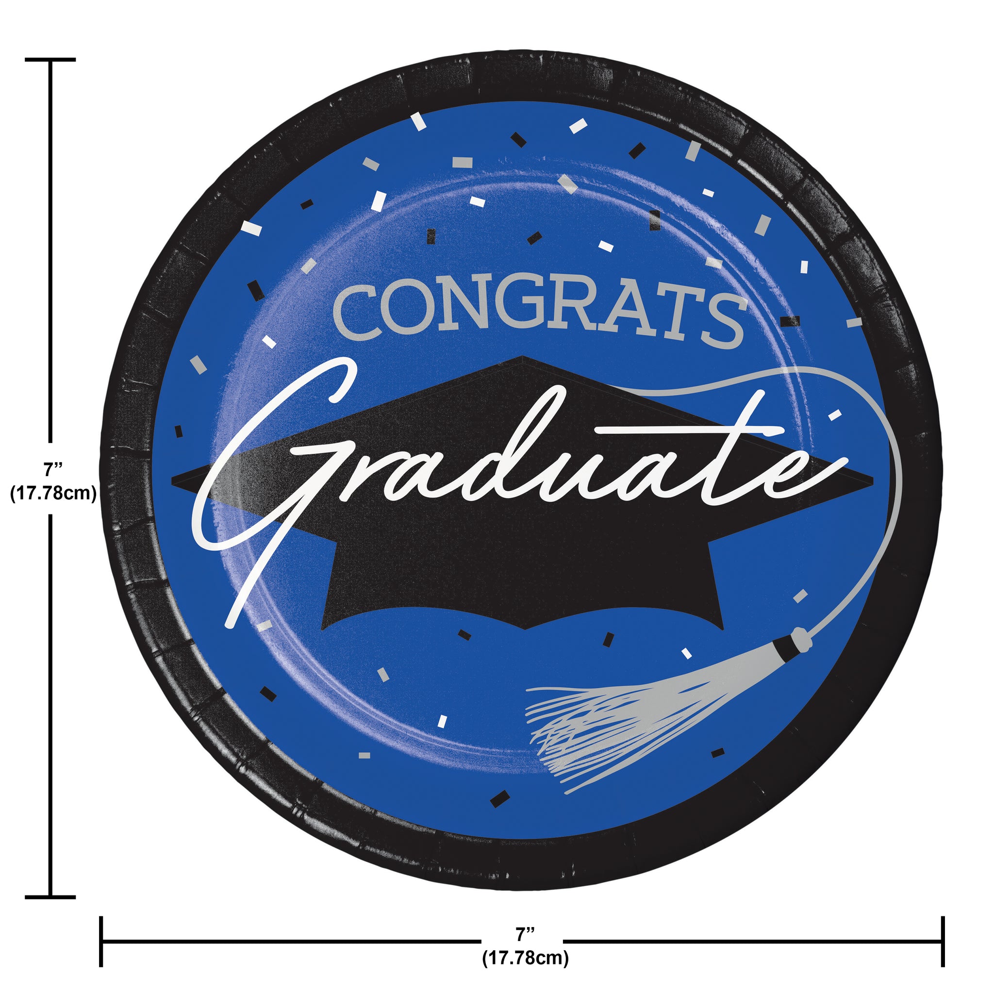 Graduation Paper 7in Dessert Plates 18ct | Blue