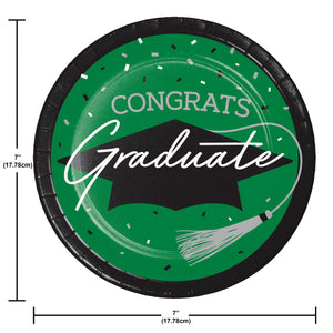 Graduation Paper 7in Dessert Plates 18ct | Green