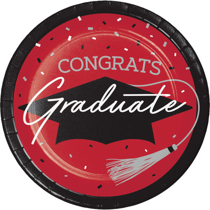 Graduation Paper 7in Dessert Plates 18ct | Red