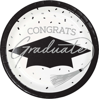 Graduation Paper 7in Dessert Plates 18ct | White