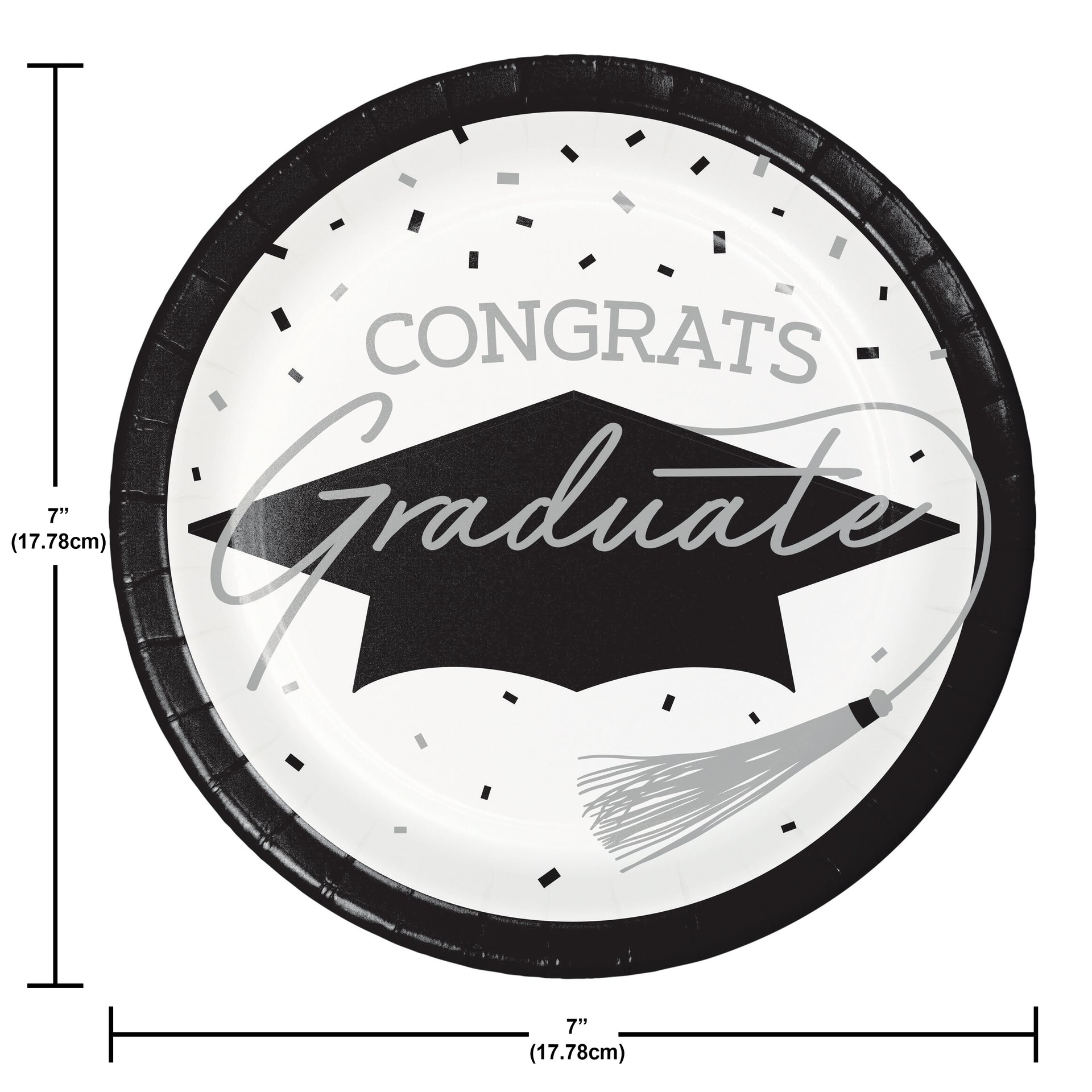 Graduation Paper 7in Dessert Plates 18ct | White