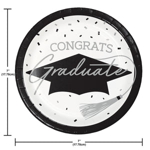 Graduation Paper 7in Dessert Plates 18ct | White