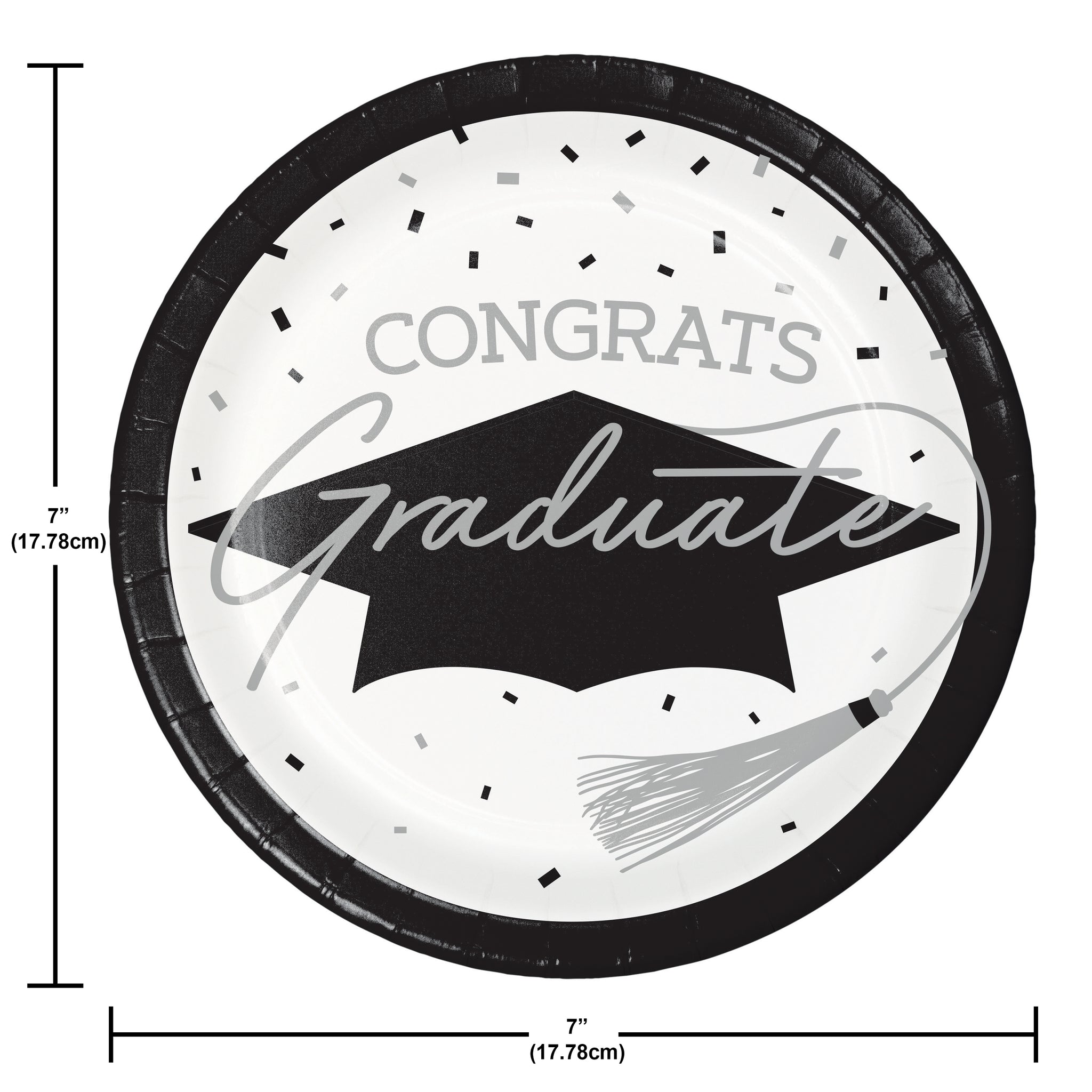 Graduation Paper 7in Dessert Plates 18ct | White