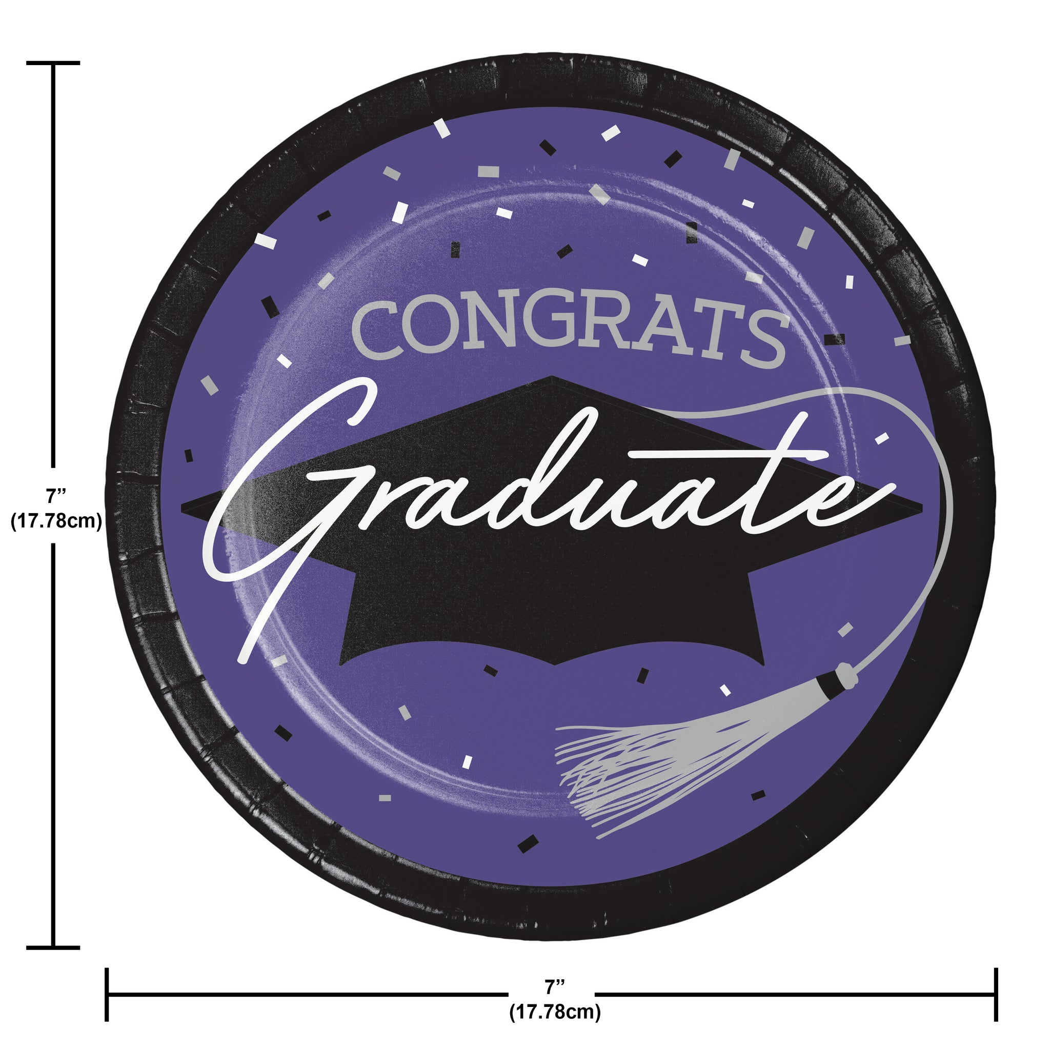 Graduation Paper 7in Dessert Plates 18ct | Purple