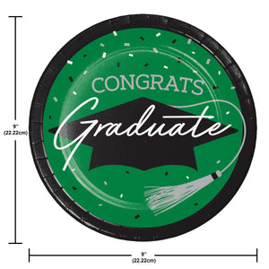 Graduation Paper 9in Lunch Plates 18ct | Green