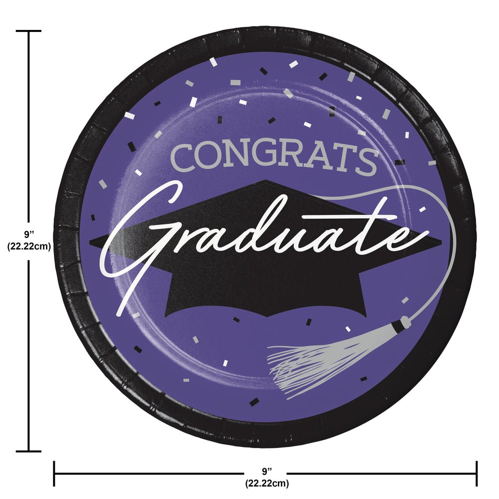 Graduation Paper 9in Lunch Plates 18ct | Purple