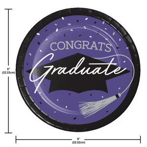 Graduation Paper 9in Lunch Plates 18ct | Purple