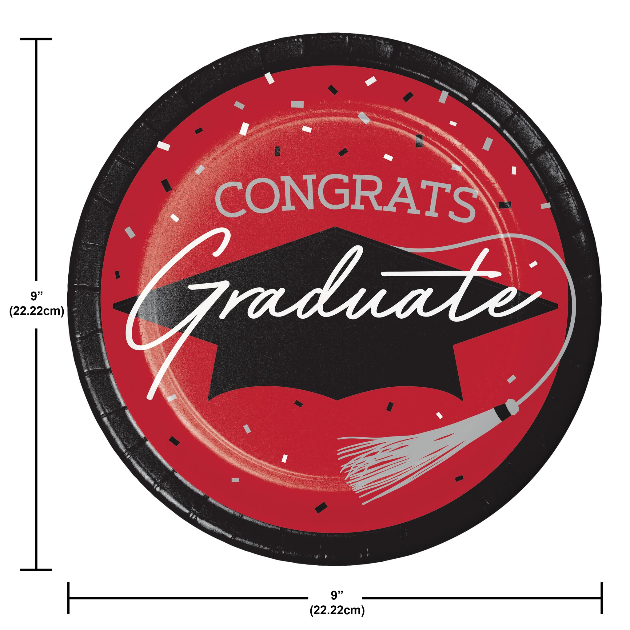 Graduation Paper 9in Lunch Plates 18ct |  Red