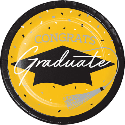 Graduation Paper 9in Lunch Plates 18ct | Yellow