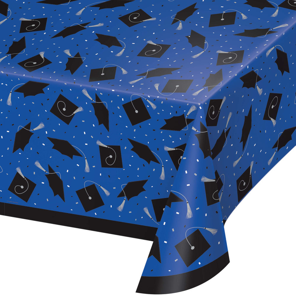 Graduation Plastic Table Cover | Blue