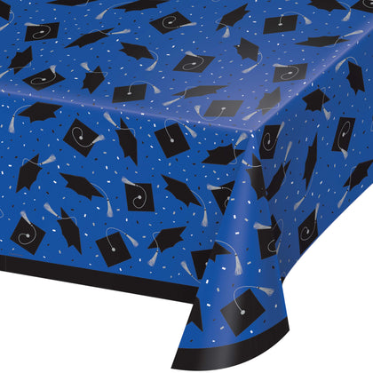 Graduation Plastic Table Cover | Blue