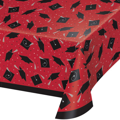 Graduation Plastic Table Cover | Red