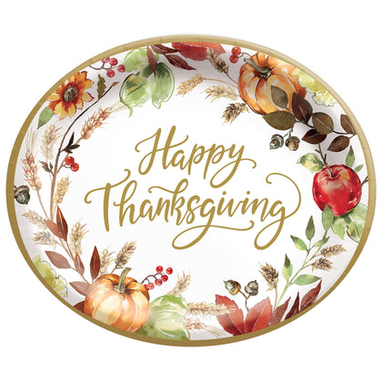 Grateful Day 12in Oval Paper Plates 20ct