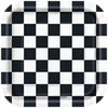 Checkered black and white paper plate