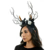 Goth Skull Antler Headband White Skulls