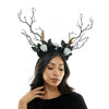 Goth Skull Antler Headband White Skulls