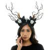 Goth Skull Antler Headband White Skulls