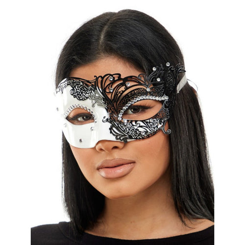 Black & White Filigree Masquerade Mask