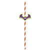 Halloween-themed straw with a bat design on a white background