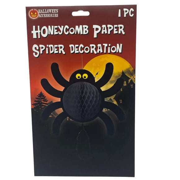Hanging Honeycomb Paper Spider Halloween Decoration