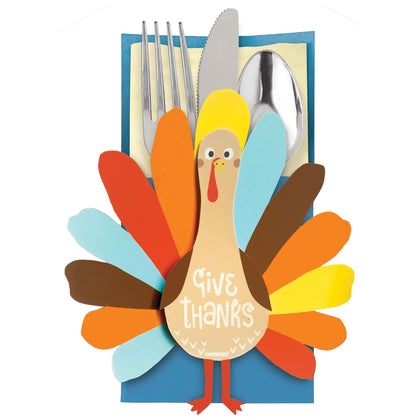 Happy Turkey Day Cutlery Holder Multi-Pack 12ct