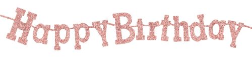 Happy Birthday Diamond Sparkle Banner | Rose Gold