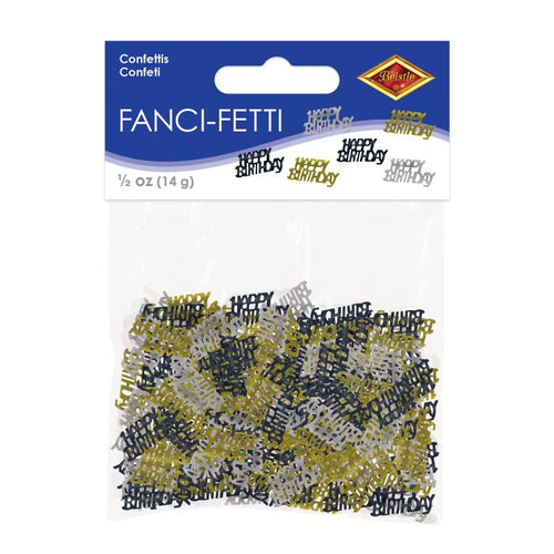 Fanci-Fetti confetti package with 'Happy Birthday' text on a white background