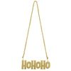 Gold necklace with 'Ho Ho Ho' pendant on a white background