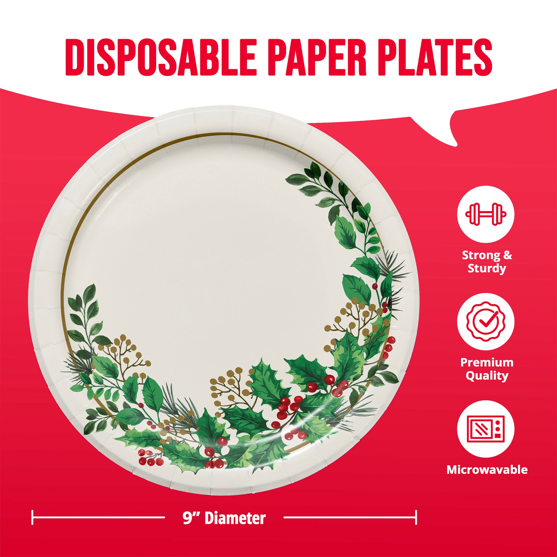 Holly Haven 9in Paper Plate 8ct