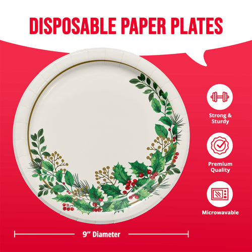 Holly Haven 9in Paper Plate 8ct