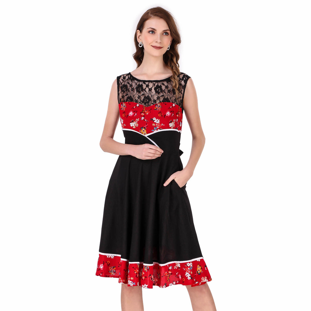 Women's 50s Vintage Retro Rockabilly Sleeveless Dress