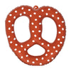 Inflatable pretzel-shaped pool float on a white background