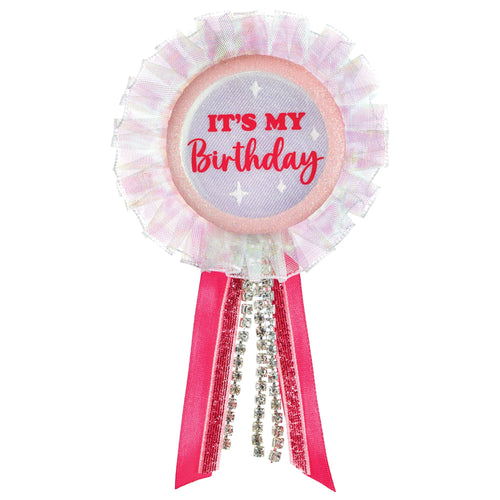 Decorative ribbon with 'It's My Birthday' text on a white background