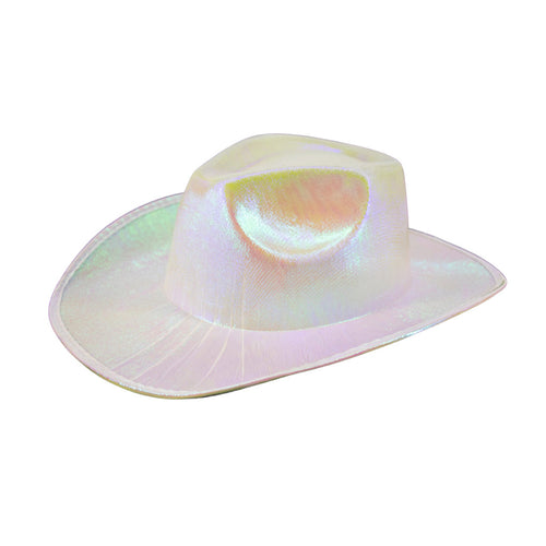 Metallic Cowboy Hat | Opal White