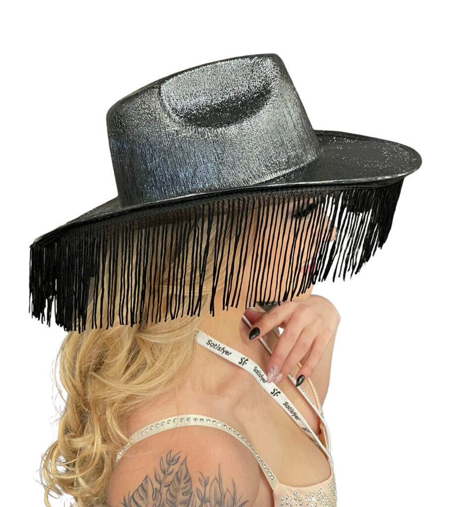 Fringe Metallic Cowboy Hat | Black