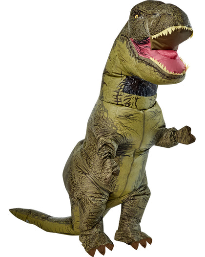 Inflatable T-Rex dinosaur costume on a white background