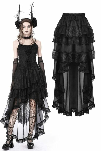 Gothic Chiffon High Low Skirt | XXL