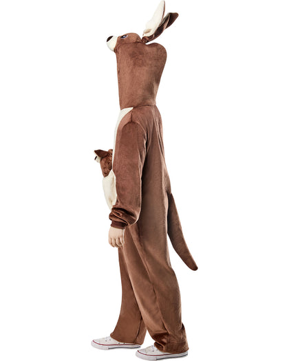 Brown animal costume with white accents on a white background