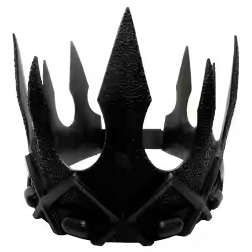 Black spiked helmet on a white background