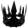 Black spiked helmet on a white background