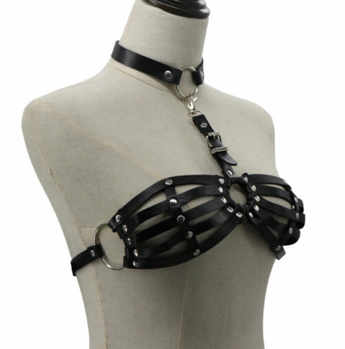LEATHERETTE HARNESS BRA TOP